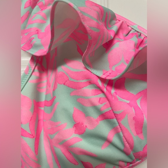 NWT Vineyard Vines Bougainvillea Ruffle Bikini Top in Crystal blue/Pink Size L - Picture 9 of 11